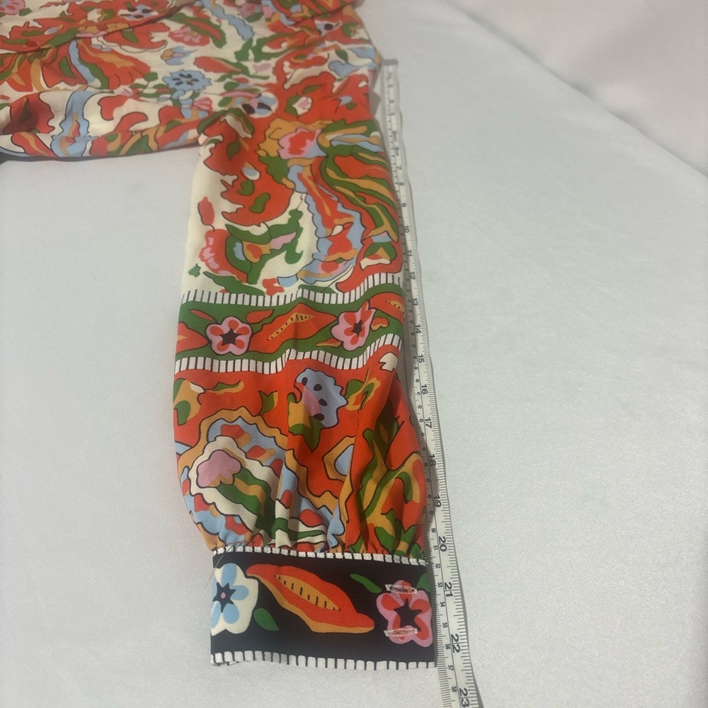 cupcakes & cashmere Multicolor Floral Paisley Tie Front Cropped Blouse Size : XS - Picture 15 of 16